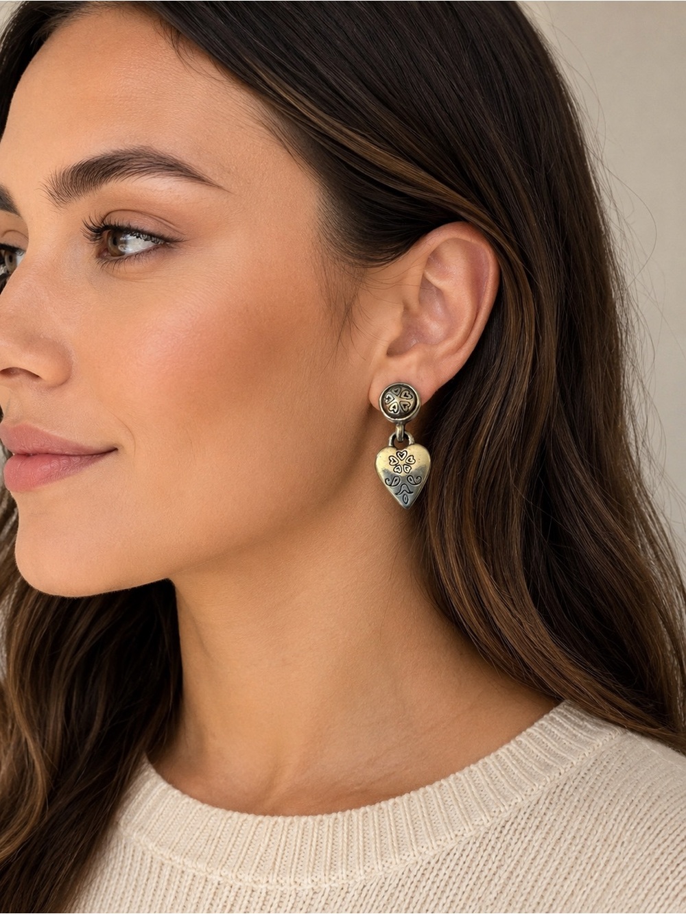 Brighton Silver Heart Drop Earrings